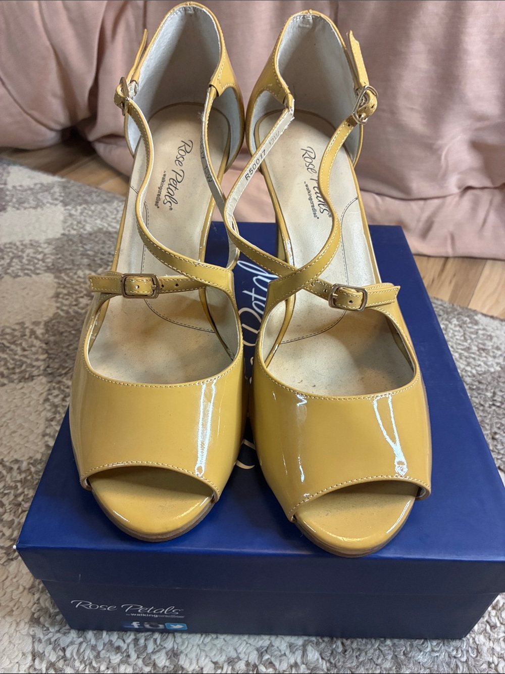 Rose Petals New Nude Strappy Peep-Toe Heels (Wide Width)